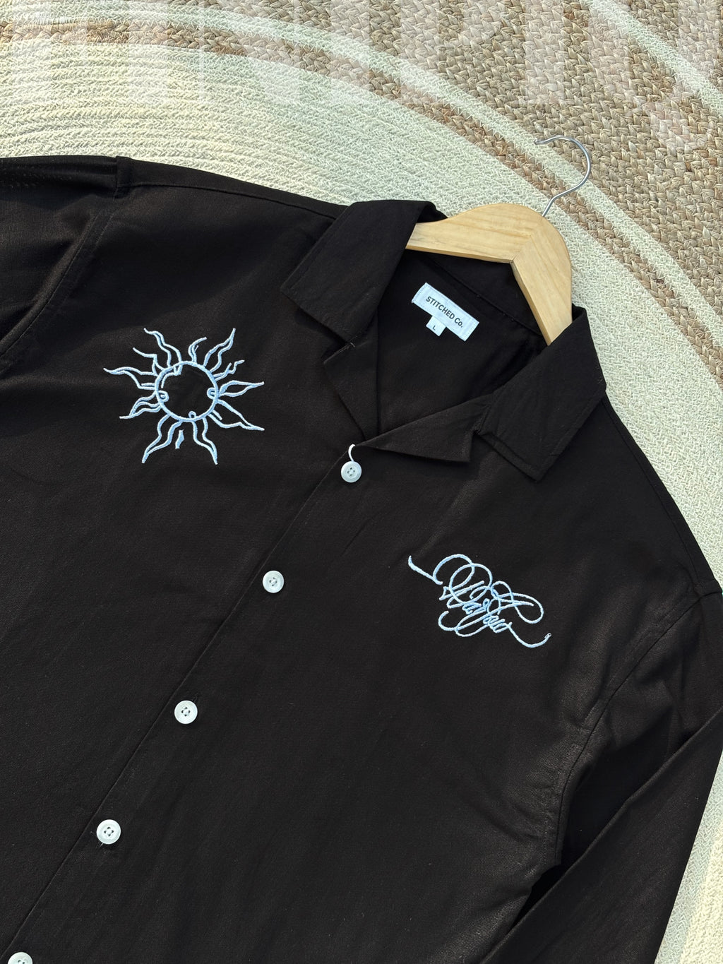 Espresso Fancy Cuban (Black) Linen Boxy shirt
