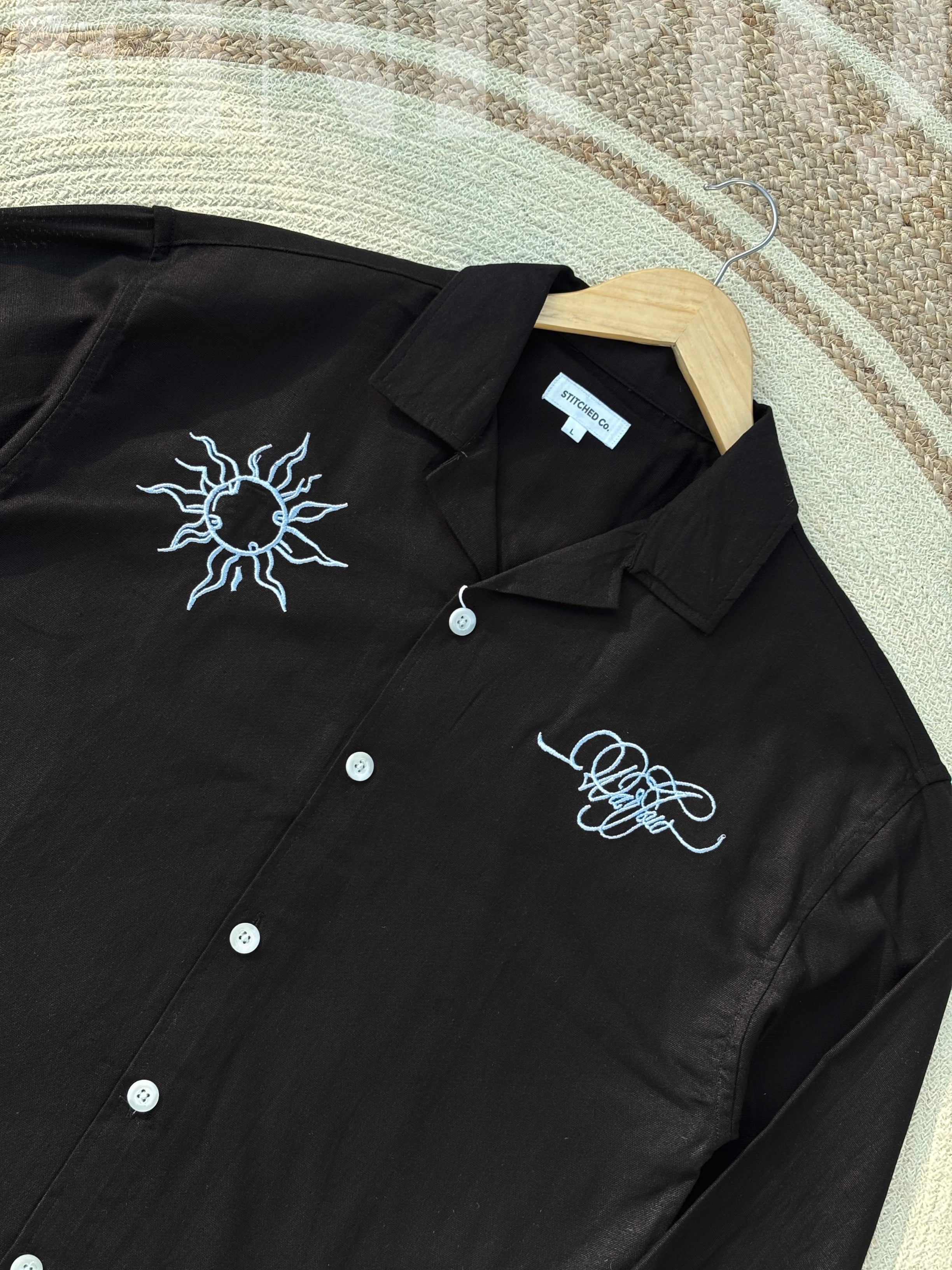 Espresso Fancy Cuban (Black) Linen Boxy shirt