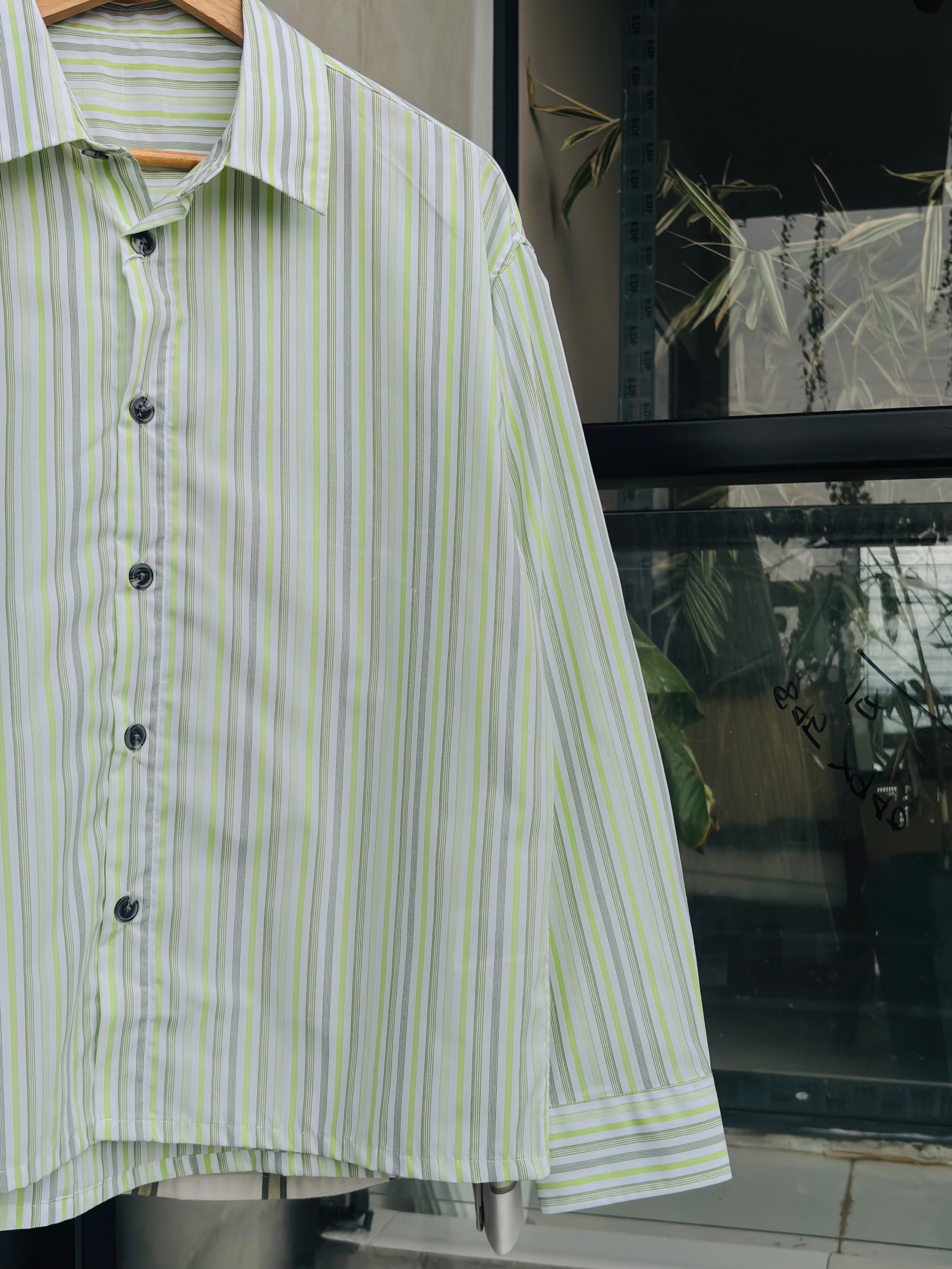 Finipiq Lime Stripe Boxy Shirt.🍃
